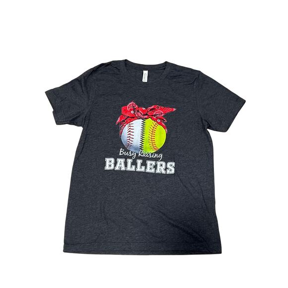 Busy Raising Ballers Graphic T-shirt, Gray, Size Medium, 1312-E - Picture 2 of 3